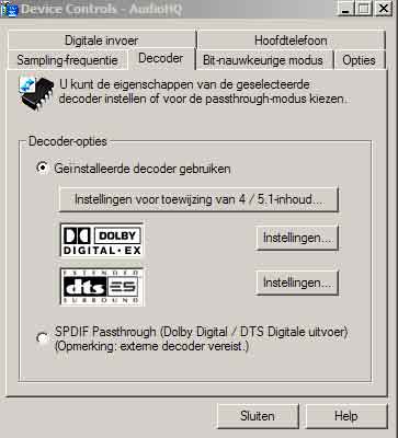 Voor het doorsturen van Dolby Digital en DTS signalen naar een externe decoder gebruikt Creative de instelling SPDIF Passthrough.