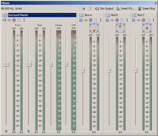 5.1 geluid positioneren is eenvoudig in de audiomixer.