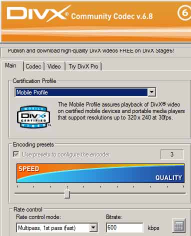 Met de divx-codec op de pc kunt u filmpjes geschikt maken voor uw mobiele telefoon.