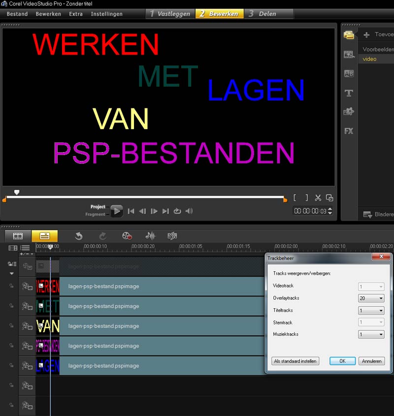 Corel-videostudio-pro-x5-overlay-tracks-lagen